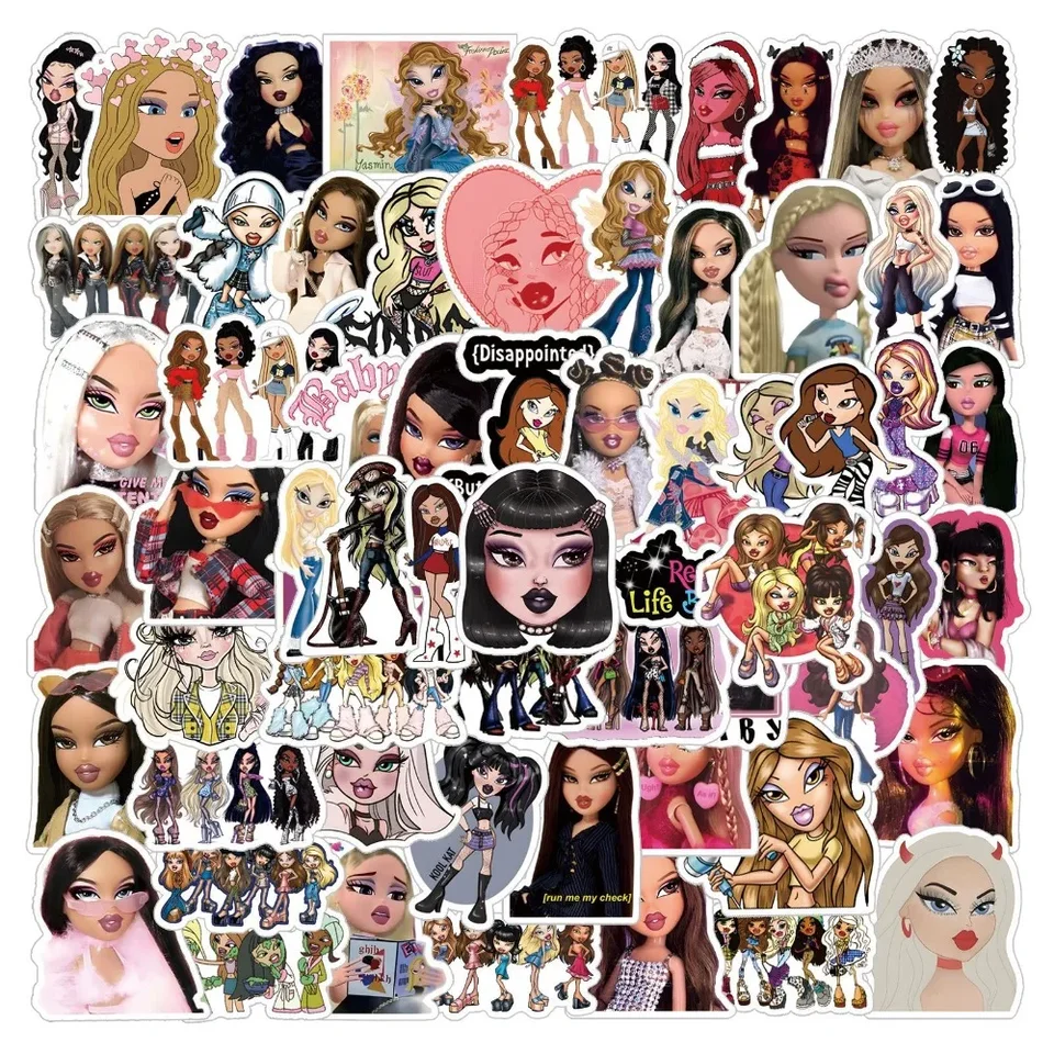 10/63ks karikatúra Bratz Doll Sticker The Spice Hot Girls for Girls Graffiti Witerproof Batožina notebook Kawaii Journal Stickers