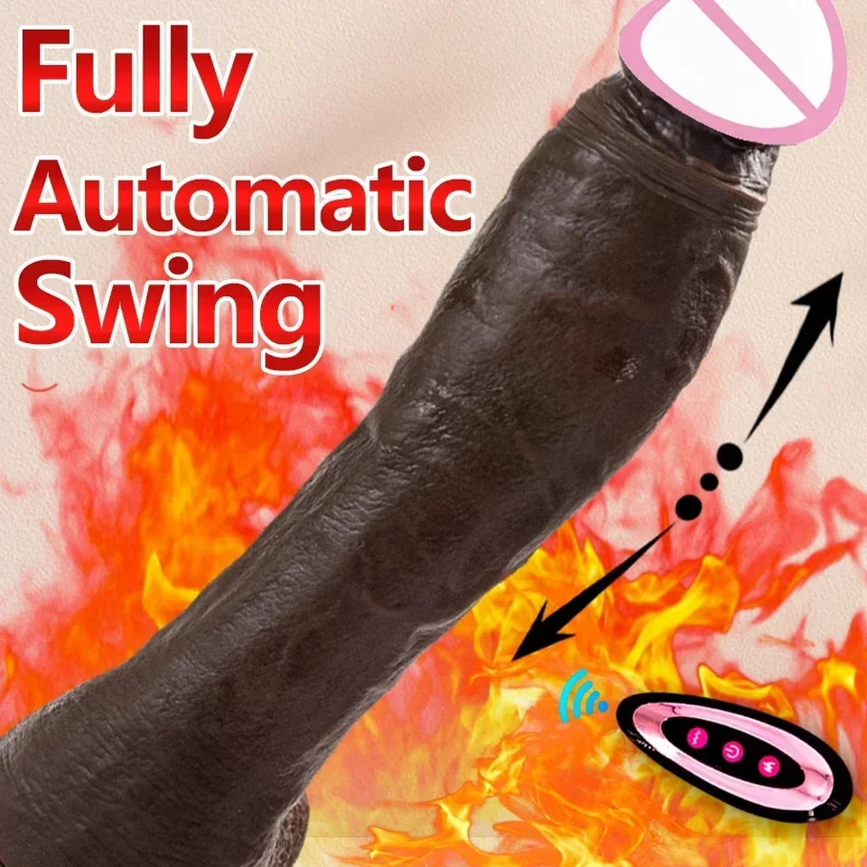 10.6in Dlhý realistický dildo čierny vibrátor Penis Teleskopický výkyvný vykurovací silikón dildo diaľkové ovládanie dildo vibrátor pre Wome