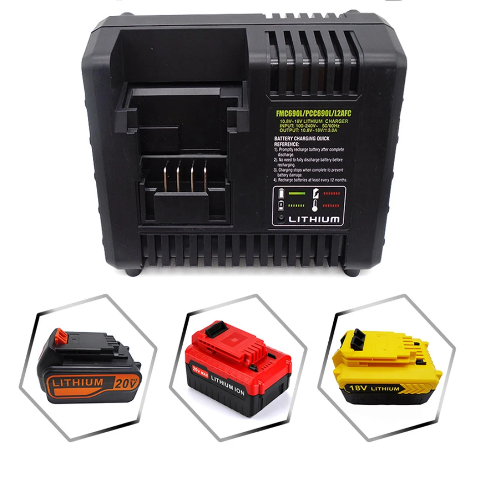 10,8 V - 20V Littium Li -Ion 3A Charger pre Stanley PCC690L FMC609L LBXR20 AKORKEJNÉ PREVÁDZKY