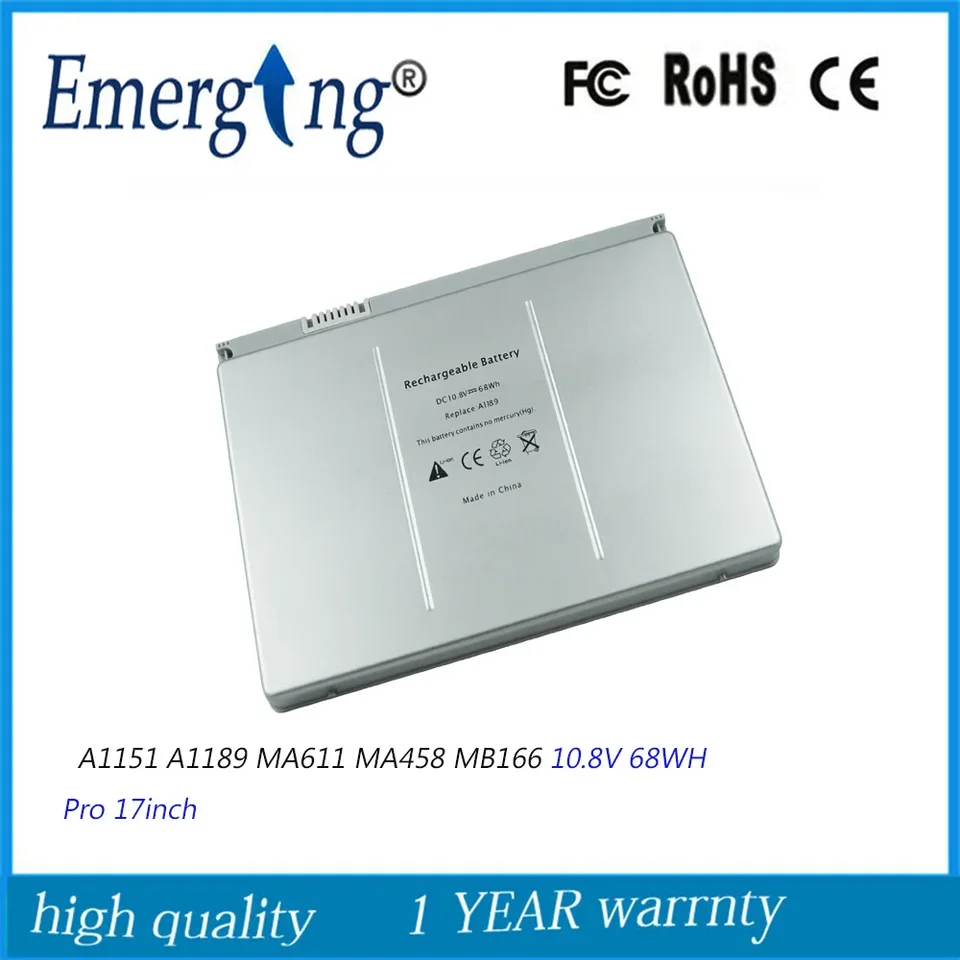10,8 V 68WH Nová notebooková batéria pre Apple Mac Pro 17inch A1151 A1189 MA611 MA458 MB166