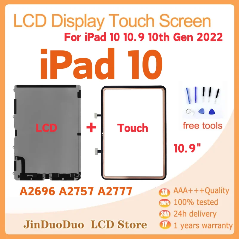 10,9 ”AMOLED pre iPad 10 10,9 10. GEN 2022 LCD DISPLEY DISPIT DIGITIZERISTIKA PANEL GLOSE A2696 A2757 A2777 LCD