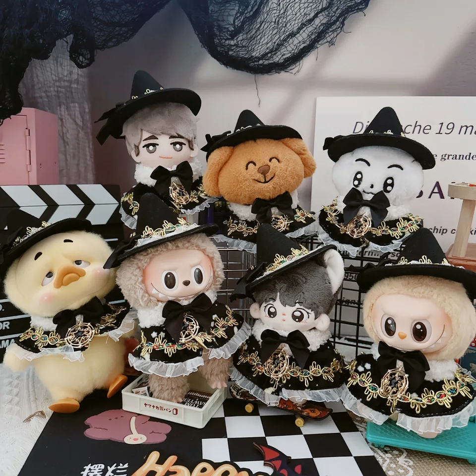 10 cm bavlnená bábika Kúzlo s klobúkom šál Idol Doll Halloween vianočné oblečenie oblečené doplnky