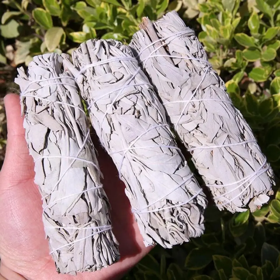 10 cm biely šalvia prenosné praktické duchovné kadidlá Prírodné multifunkčné kalifornské šmuhy Stick Wand