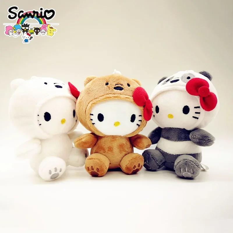 10 cm hello mačiatko plyšová hračka pre bábiku kawaii bow cosplay panda hnedý medveď biely medveď roztomilý mäkký plnený bábika prívesok kľúče darčeky