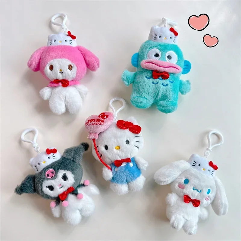 10 cm kawaii Sanrio 50. výročie série Hello Kitty Melody Kuromi plyšový keychain prívesok Anime Anime Doll Bag Fans Pendant