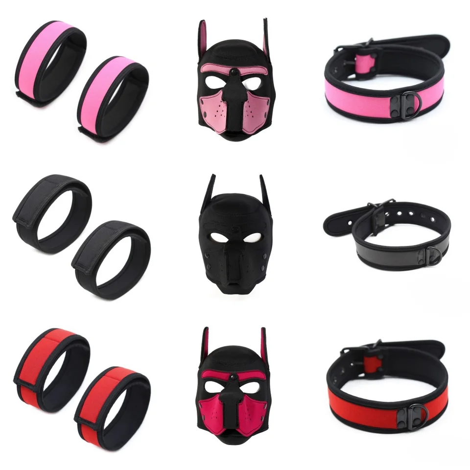 10 farieb Puppy cosplay náramky kostýmy čalúnenej masky psov plná maska ​​kapucňa s uši pre mužov pre mužov psov rola hry hry