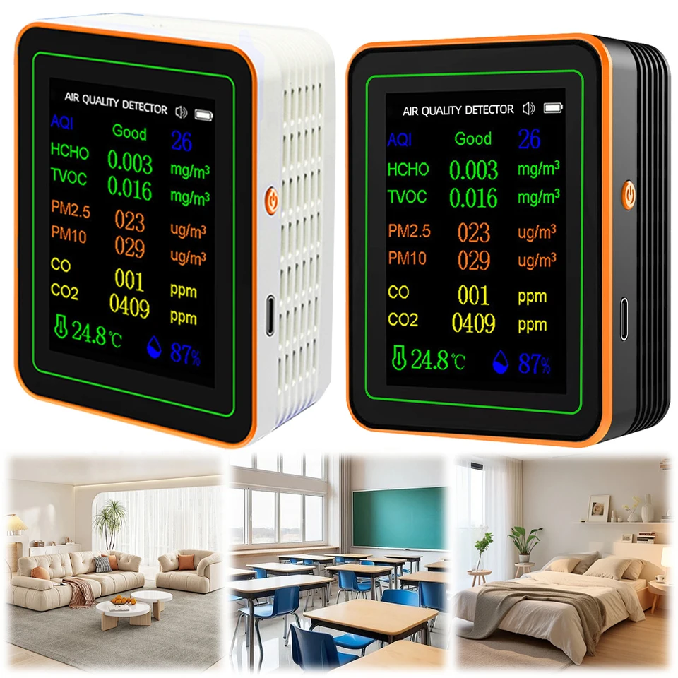 10 in 1 Monitor kvality ovzdušia Profesionálny PM2,5 pm10 Pult 2,8 palca TFT Display CO2 Detector pre domácu kanceláriu alebo školu