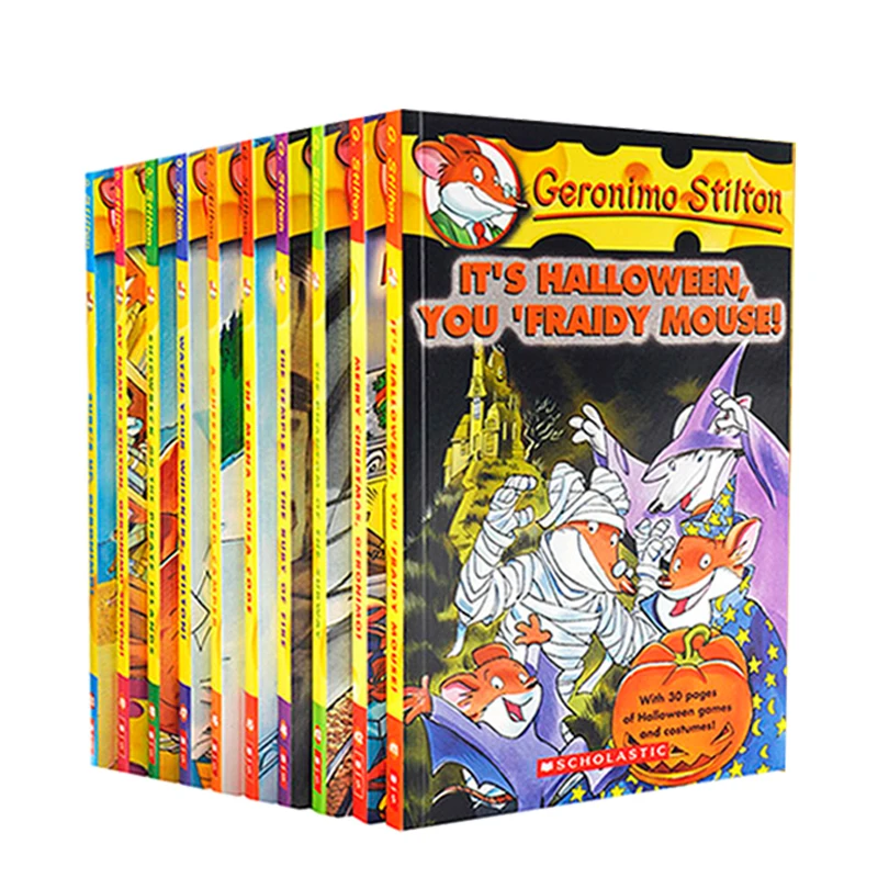 10 kníh Geronimo Stilton 11-20 Mouse Reporter Humor Adventure Explore Brave Comic Fiction Child English Picture Storybook