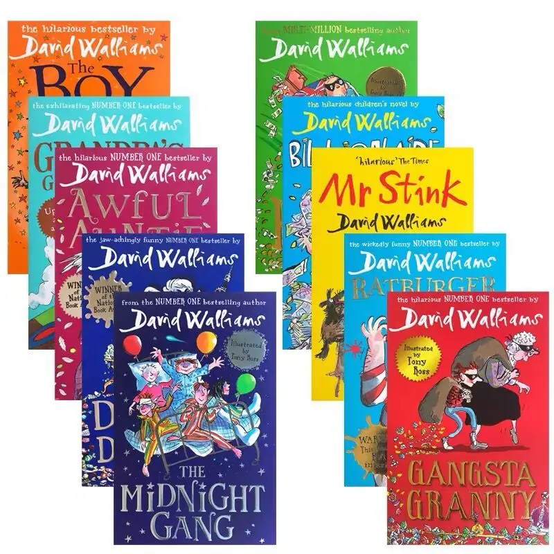 10 kníh Set English Children's Roveny David Walliams David Juvenile Humory Rast Rovels Kids Reading Story Kniha Kniha