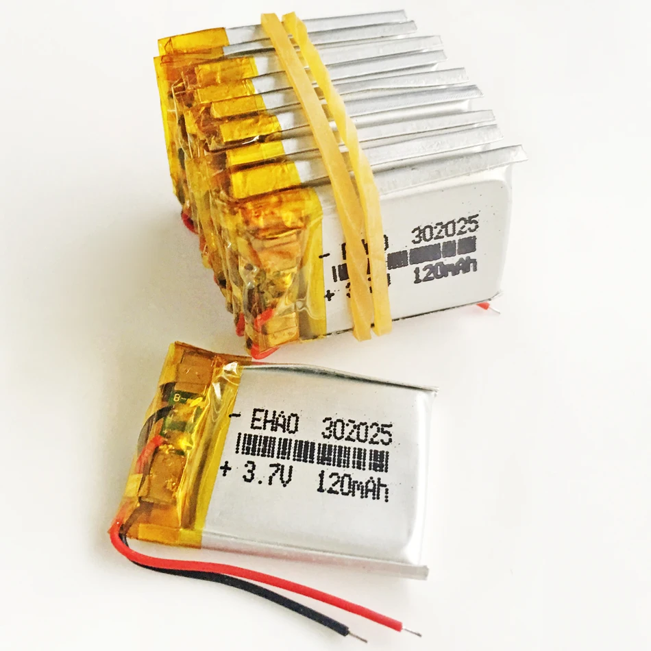 10 ks 3,7 V 120 mAh lítium polyméru LiPo nabíjateľná batéria pre MP3 GPS PSP Bluetooth Slúchadlá Smart Watch 302025