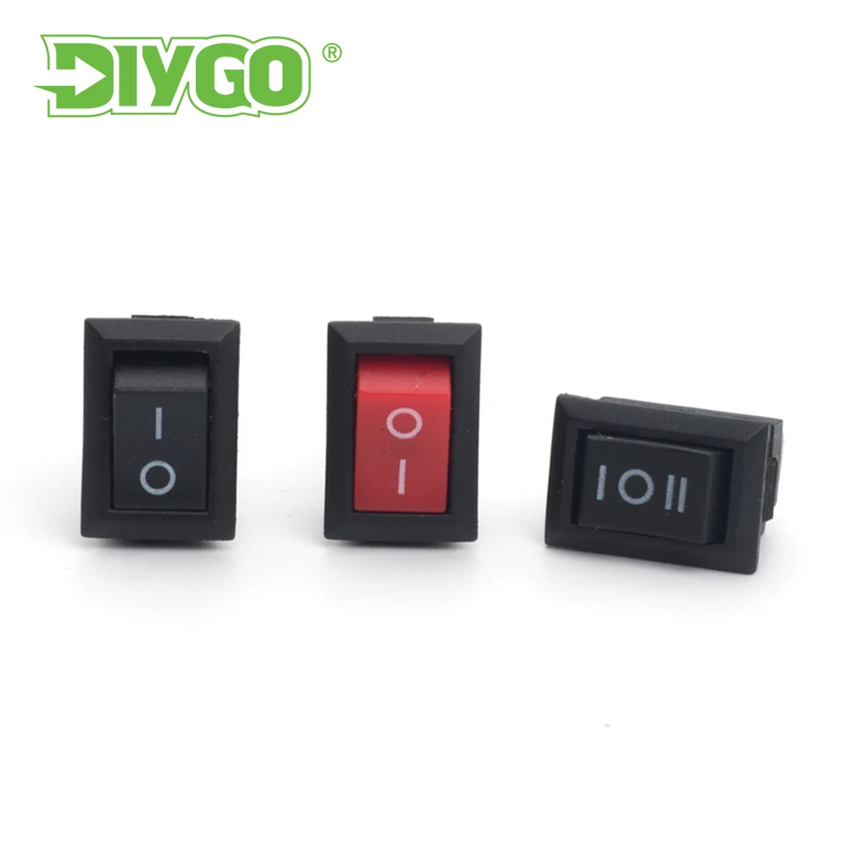 10 ks 3 pin 10x15 mm Snap-in Snap-in Push Switch 3a/250V Mini SPST KCD11 2/3 Polohové spínačy lodí Rocker Čierna červená biela