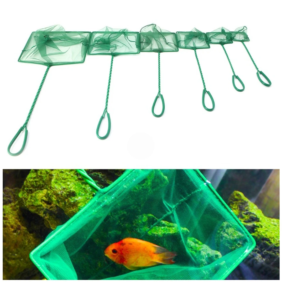10 ks Aquarium Fish Net Bezpečnosť jemná sieť 3/4/5/6/8/10 palca FIRD Tank Water Cleaner Ryba Net Nylon Funnel Filter Filter kreviet
