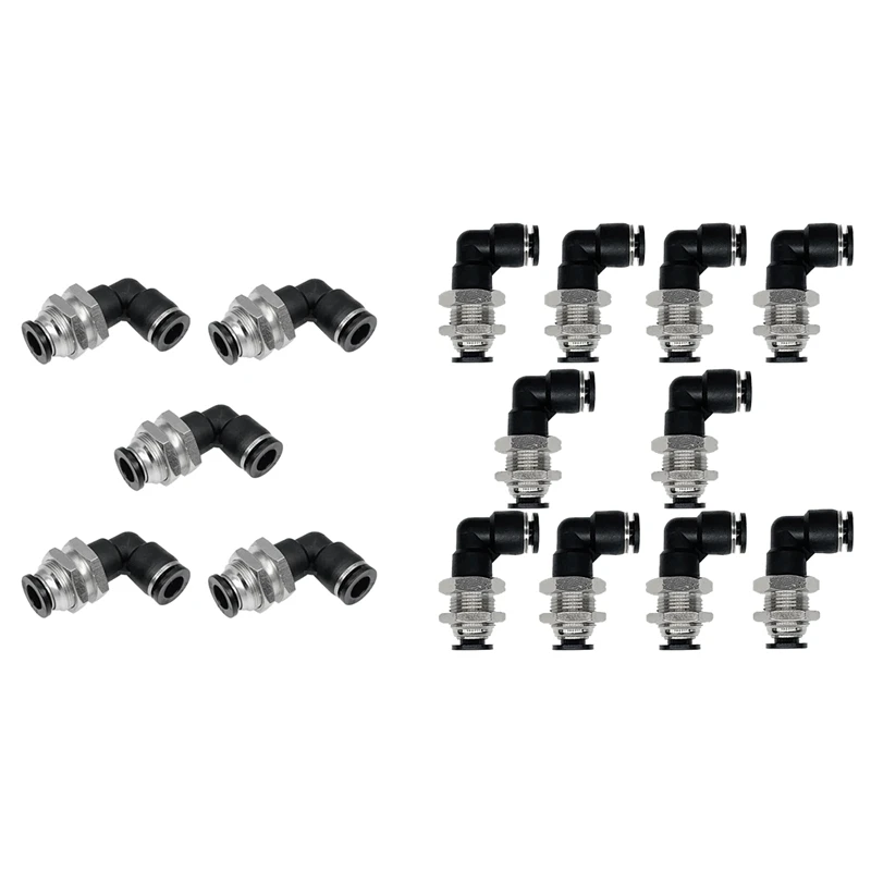 10 ks berkhead lakte čierna 3/8in x 3/8in trubica od push na pripojenie trubice pripevnenie 90 stupňov lakťové pneumatické rýchle pripojenie