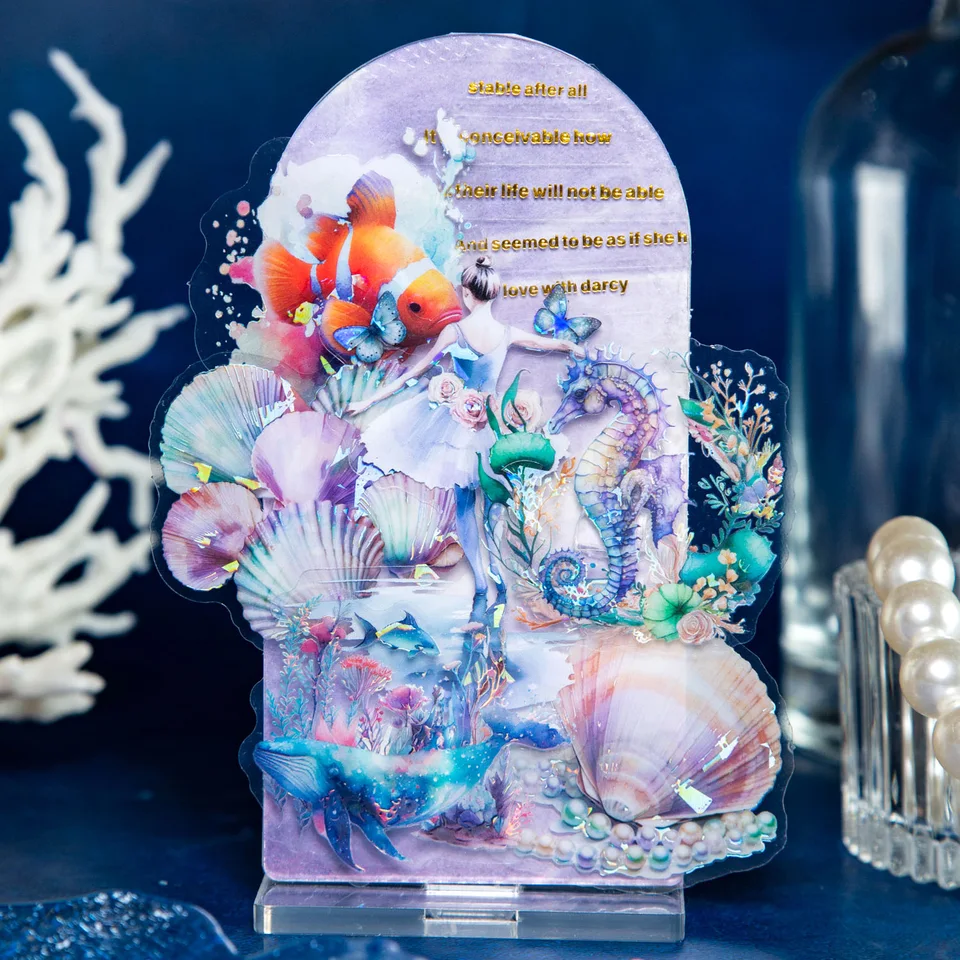 10 ks bronzingové laserové nálepky balíček pod vodou svetový dekoratívny nálepka denník album scrapbooking Material