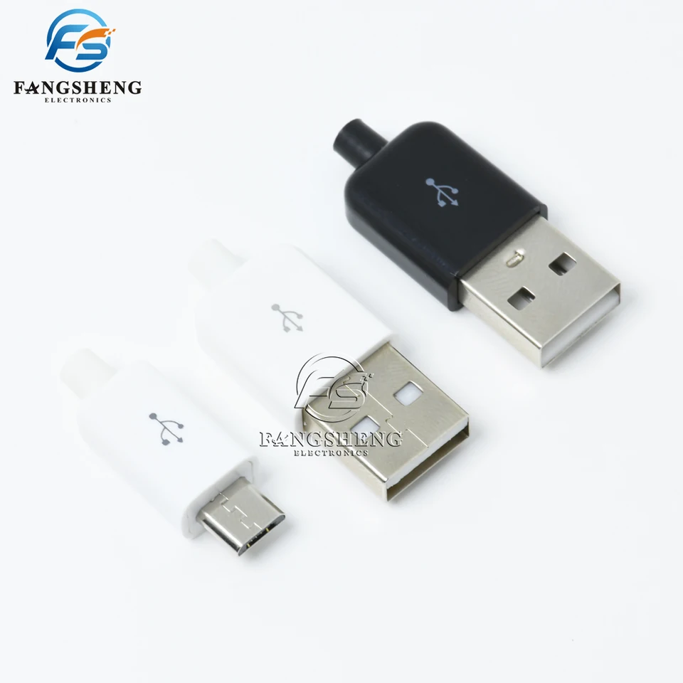 10 ks DIY USB micro 2.0 Adaptérová konektorová konektorová zásuvka čierna biela
