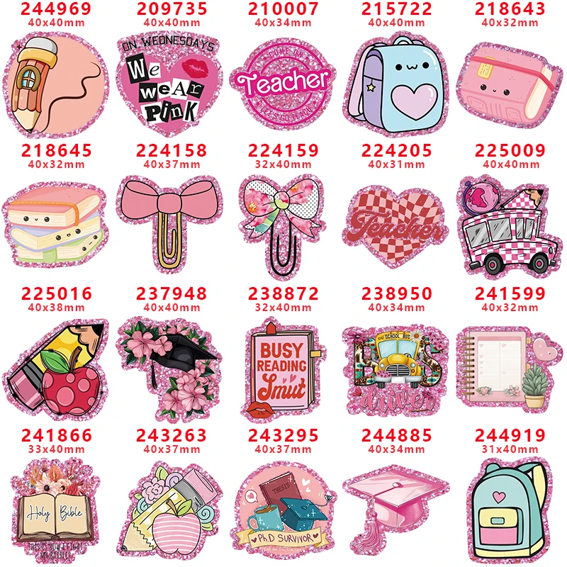 10 ks Glitter akrylové kúzla späť do školy Téma rovnárna živici Flatback pre DIY Vlasov príslušenstvo dekorácia GT-F-244969