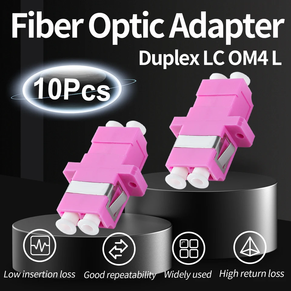 10 ks LC OM4 Multi-Mode Couplers, Duplex Fiber Optické adaptéry káblové konektory s prírubou montáže panelov