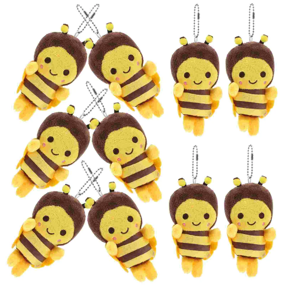 10 ks Malé včelie Mini plyšové zvieratá plnené zdobené kľúče keychain pp bavlnený batoh visiace detské bábiky Charms