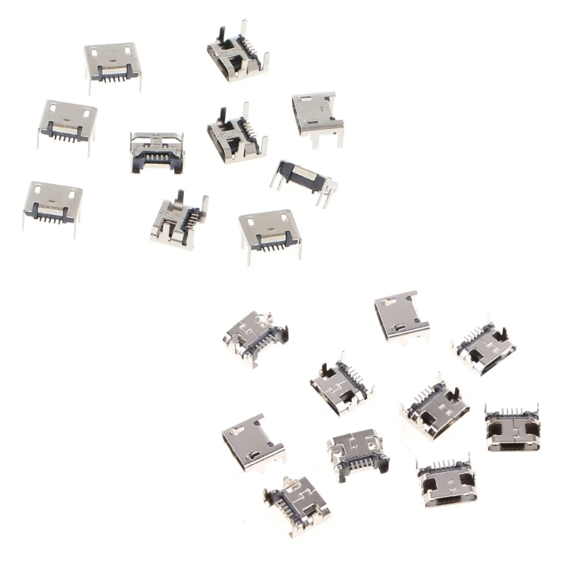 10 ks Micro USB Typ B 5 PIN SPOCICKÝ KONEKTOR 4 Nohy 90 stupňov