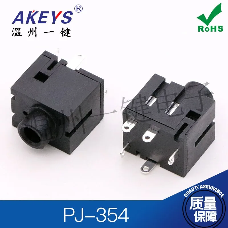 10 ks PJ-354 All-Plastic Plastic Suilphone Socket 5-noha Socket 3 pevná noha 3,5 mm zásuvka