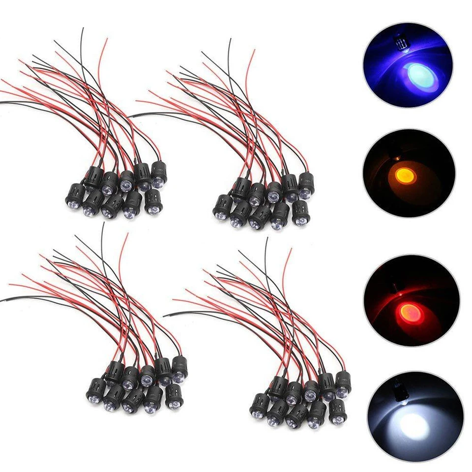 10 ks/set 12 V 10 mm predpojiteľná konštantná LED pre ultra číry lampa LED dióda LED dióda 100 000 hodín 12 V Indikátor LED guľôčky LED