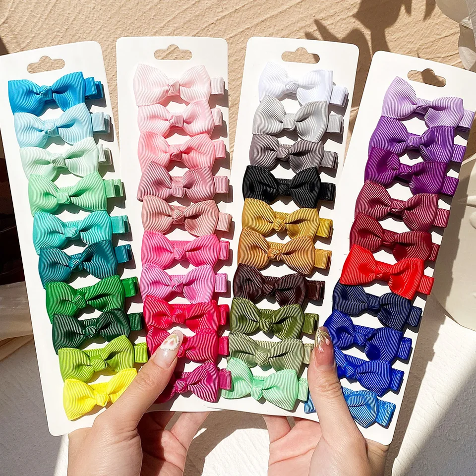 10 ks/set 2 '' Gradient Farebné luky vlasové svorky pre dievčatá Ručne vyrábané ručne vyrábané vlásenky Barrettes Detské vlasové doplnky