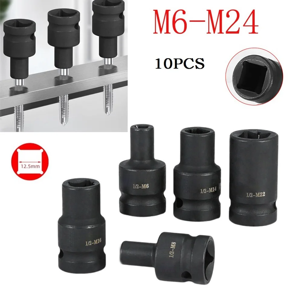 10 ks Suqare Screck Tap /2-palcový ovládač pre elektrický kľúč vodiča M6- pre M24 Taps Square Tap Sockets ručné náradie
