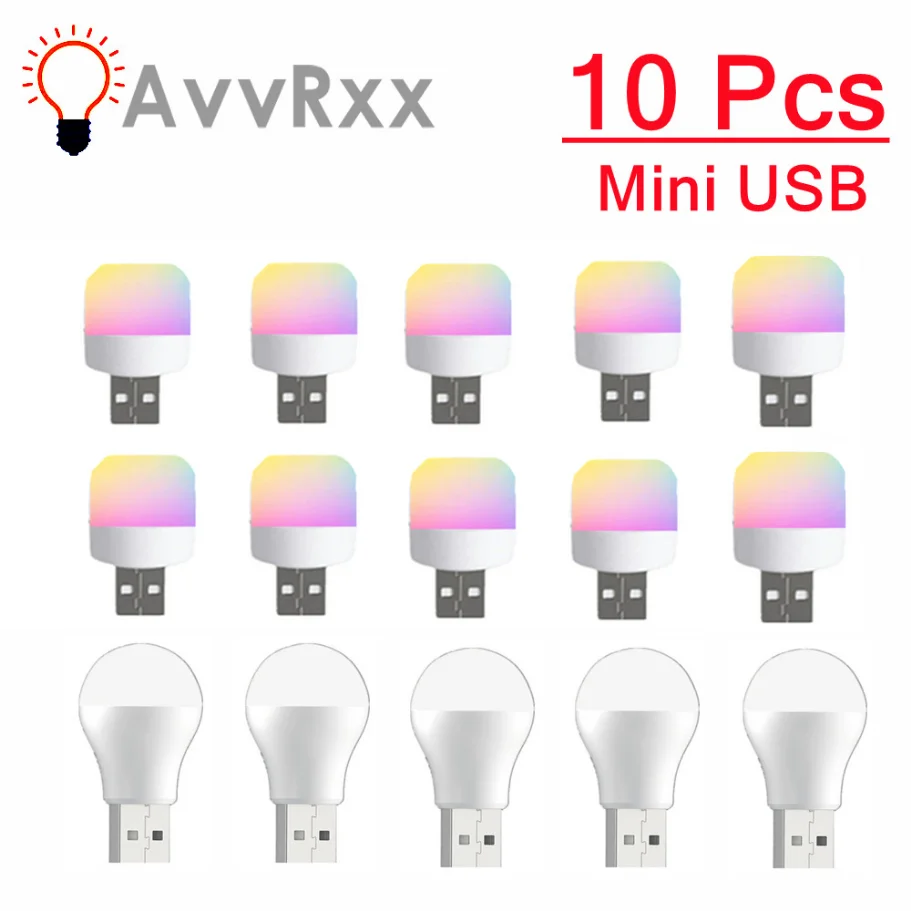10 ks USB Plug Lamp 5V 1W Super Bright Eye Ochrana Book Light Computer Mobile Nabíjanie USB malá atmosféra lampa