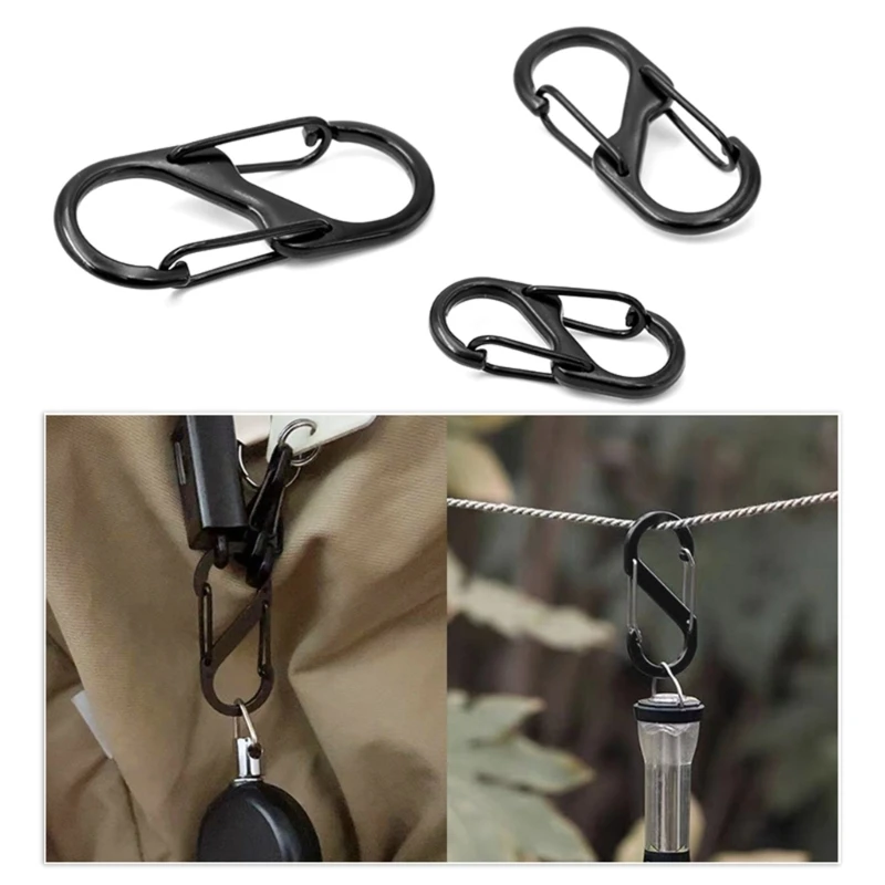 10 ks v tvare karabíny kovové dvojité háčiky karabíny Keychain malé jarné sponky na kempingové rybolovné cestovanie