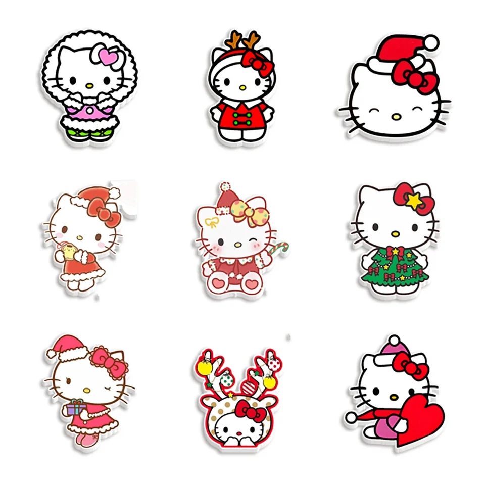 10 ks /veľa Vianoce Hello Kitty Tlačené ploché klzáky pre vlasové luky vlastné sanrio planárne živice Cabochon Crafts DIY DEEFORÁCIA