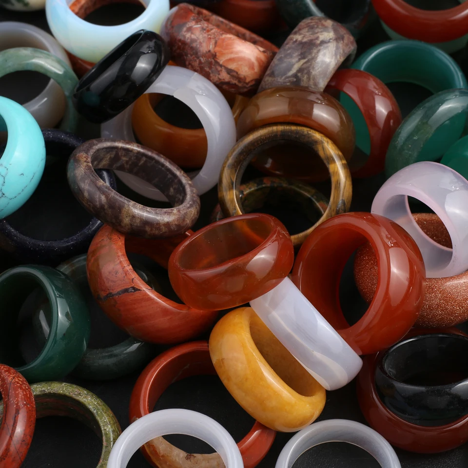 10 ks Veľkoobchod prírodného kameňa prsteň agát Unakite Jade Plat Ring 23x9-28x12m, kúzlo šperky žien a pánske doplnky darček