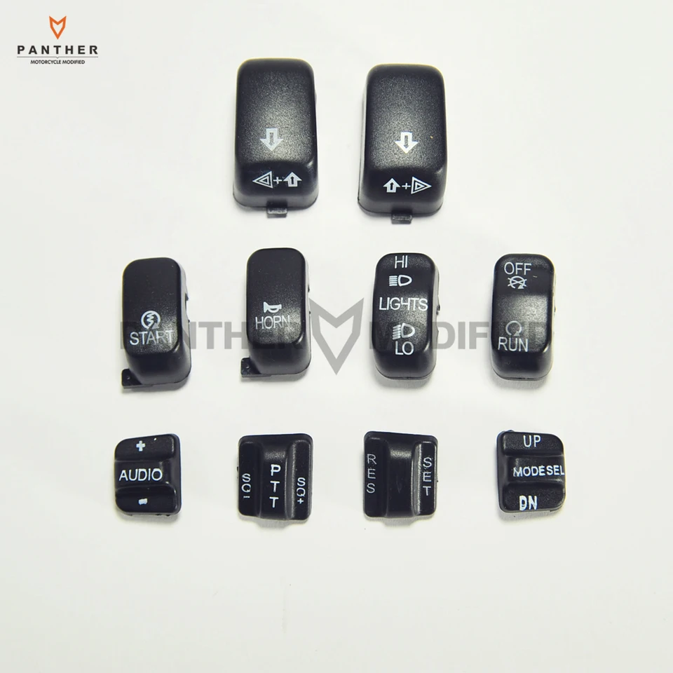 10 ks čierny motocyklový rádio Cruise Control Switch Cap súpravy pre roky 1996-2013 Harley Touring 2010 2012 2012