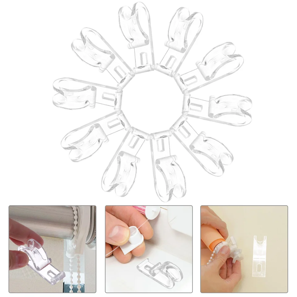 10 ks žalúzie Roller Clear Hooks Curtain Rod Roman Benátsky vertikálna fixačná spona