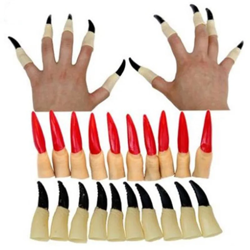10 kusov Halloween veľkoobchodný mäkký nechtový necht na nechty set čarodejnica Zombie Ghost Monster Hand prst Karnevalové doplnky