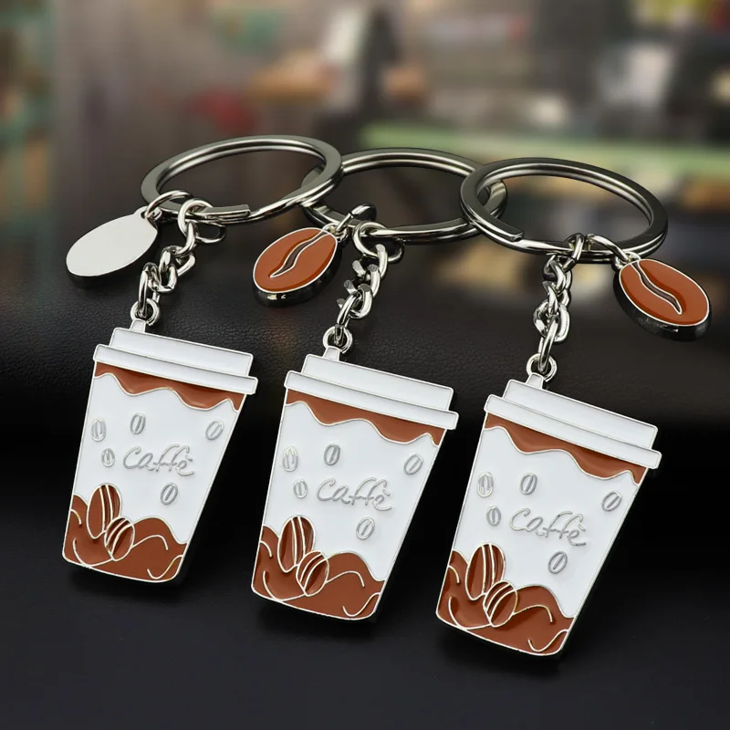 10 kusov kreatívny kávový šálka Keychain Prispôsobený dizajn propagácia suveníru zmrzliny Kľúč prívesku