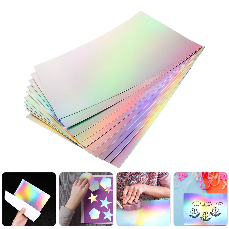 10 listov čiernych trblietok kartónový kartónový remeselný papier DIY holografické scrapbook Child
