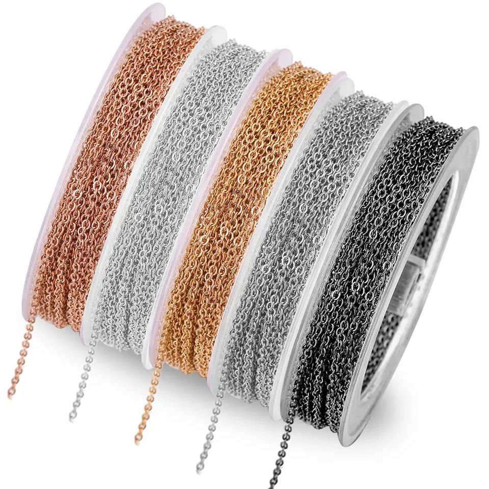 10 m/roll 1/1,5/2/2,5 mm z nehrdzavejúcej ocele Splošný kábel Objem pre striebro Rose Gold Retial Náhrdelník pre kutilské šperky