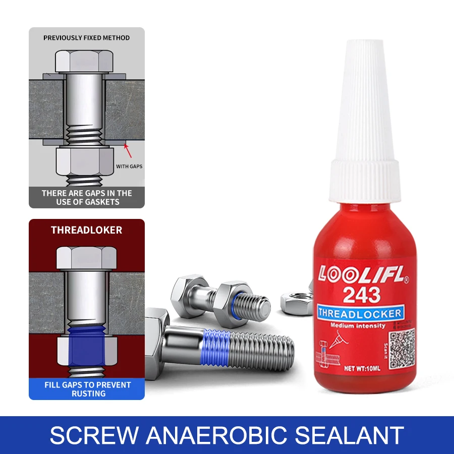 10 ml loolifl 243 skrutkovacie lepidlo 243 Anaeróbne lepidlo Anti-Loose Anti-Slip TenhingThread Browing At