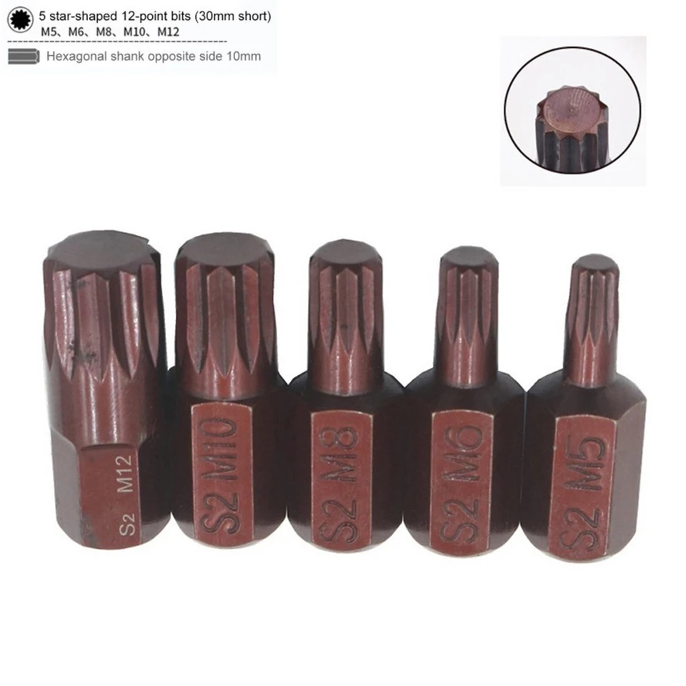 10 mm hexová stopka Star Star Screwdriver Bit zliatiny oceľ pre nárazový skrutkovač ručný náradie High Precision M5/M6/M8/M10/M12