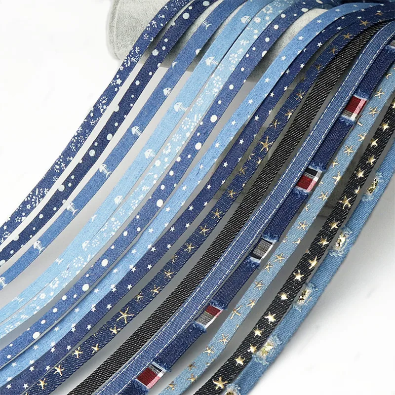 10 mm ploché džínsy Farebná potlač 1 cm s Chokerovou páskou DIY Náhrdelník remeselníkov