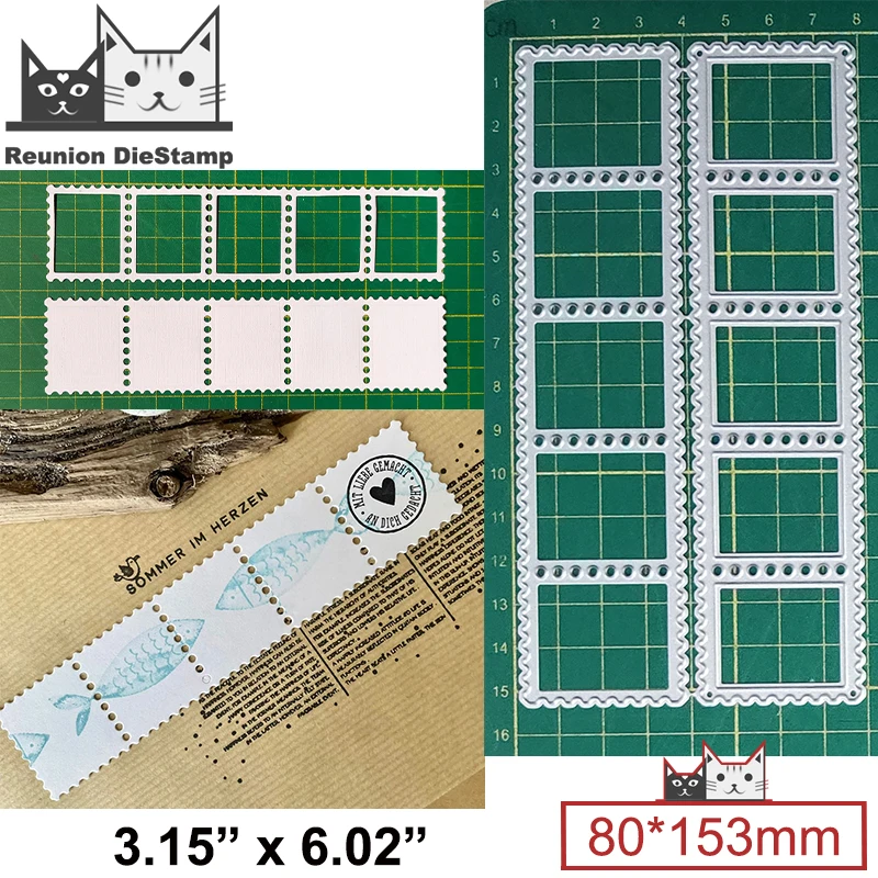 10 mriežky poštovné známky Rám kovové rezanie kovov pre DIY Scrapbooking Album PAPIERSKÉ KARTY REFAMENSTVO REDOVANIE Die Rese