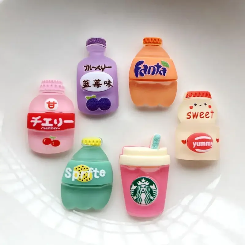 10 nových roztomilých mini karikatúrnych nápojov fľaša plochá zadná živica DIY šperky remeselnícke Doplnky Imitácia Food Party Dekorácie
