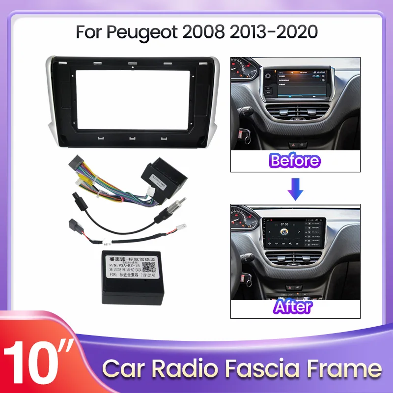 10 palcov Android 2 DIN Stereo Fascia Rám pre Peugeot 2008 208 2012-2018 2020 CAR RADIO DVD GPS DASHOARD PANEL DVORA BRESEL