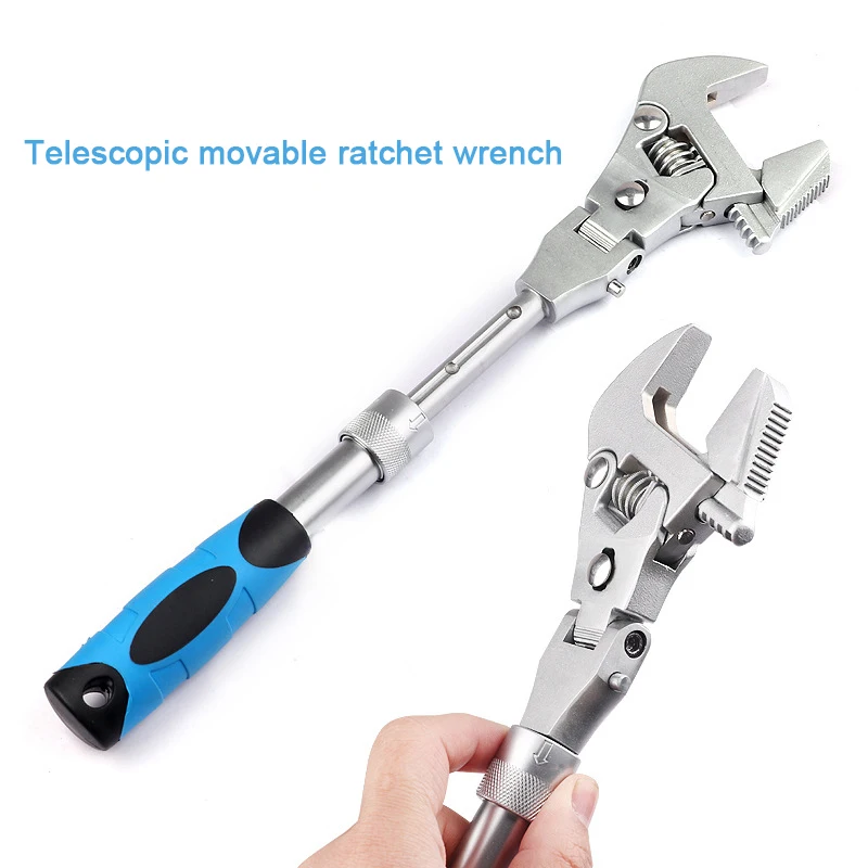 10 palcov nastaviteľný kľúč 5 v 1 Multifunkčný skladací moment Ratchet Teleskopická kúpeľňa Klimatizácia údržba Spanner
