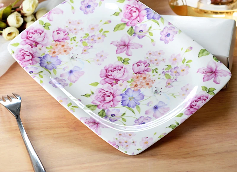 10 palcov, skutočná kosť Čína Oval Servingova tanier, porcelánové kvetinové rybie tanier na večeru, keramické misky bufetu, jedlo pre svadbu