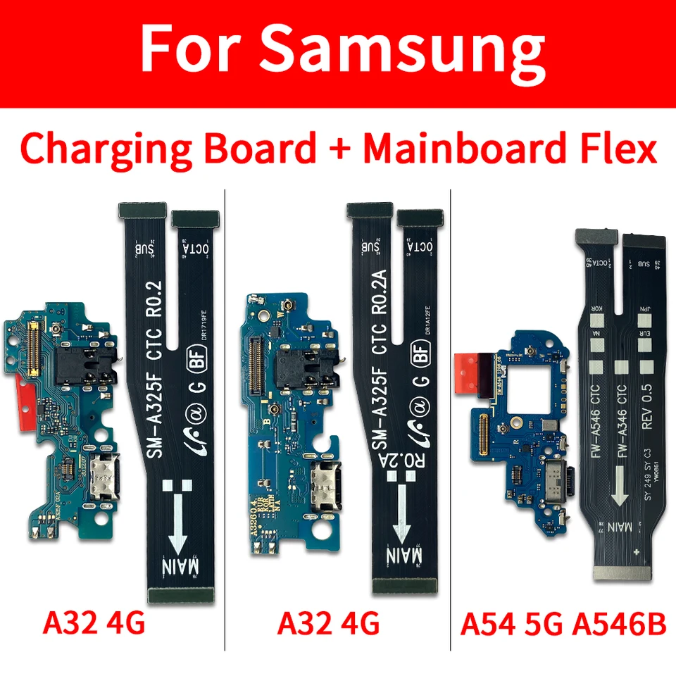 10 počítačov Hlavná doska Základná doska Flex kábel pre Samsung A24 A32 4G A34 A54 5G USB