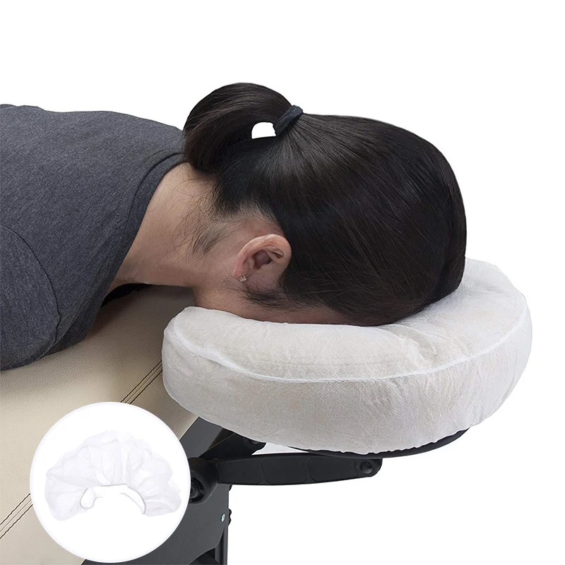 10 počítačov/poťahy hlavy hlavy pripevnené na jednorazové masážové tvár REST Cradle Pokrýva biela farba U vankúš U vankúš elastický netkaný