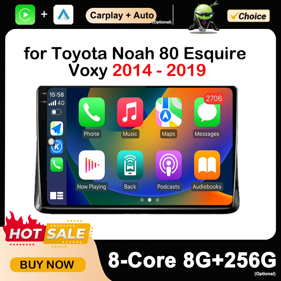 10 '' pre Toyota Noah 80 Esquire Voxy 2014 - 2019 Multimediálny rozhlasový prehrávač Android OS GPS navigačné stereo DSP WiFi+4G BT