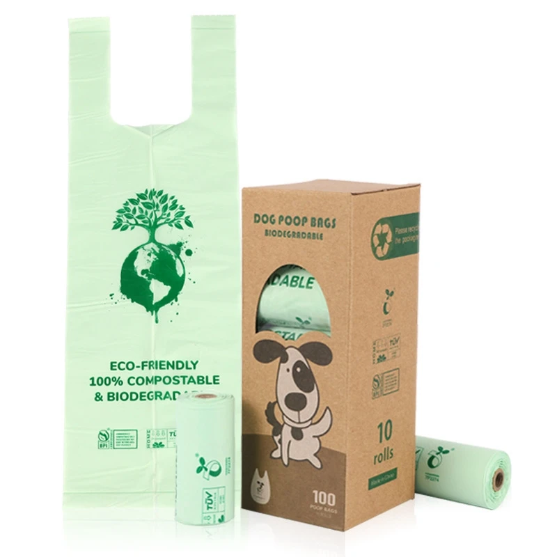 10 rolls kukuričný škrob Pla biologicky odbúrateľná domáce zviera na odpadky s kompostovateľnou vestou v štýle Cat Dog Poop Trash Tashs Outdoor Pets Nosiče