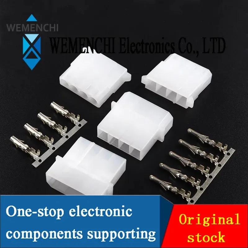 10 sada 5,08 mm konektor Veľký 4 -kolíkový počítač ATX IDE Power Connector Plug Samecká samica puzdra + mužský ženský terminál